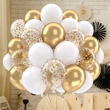 31/36/37/51/101Pcs Metallic Balloons Pearl Latex Balloon Gold Confetti Balloons for Birthday Weddings Baby Shower