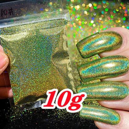 Laser Holographic Rainbow Nail Glitter 0.2MM Sparkly Nails Glitter Powder 10G/5G Dazzling Glitter Dust DIY Nail Art Decoration