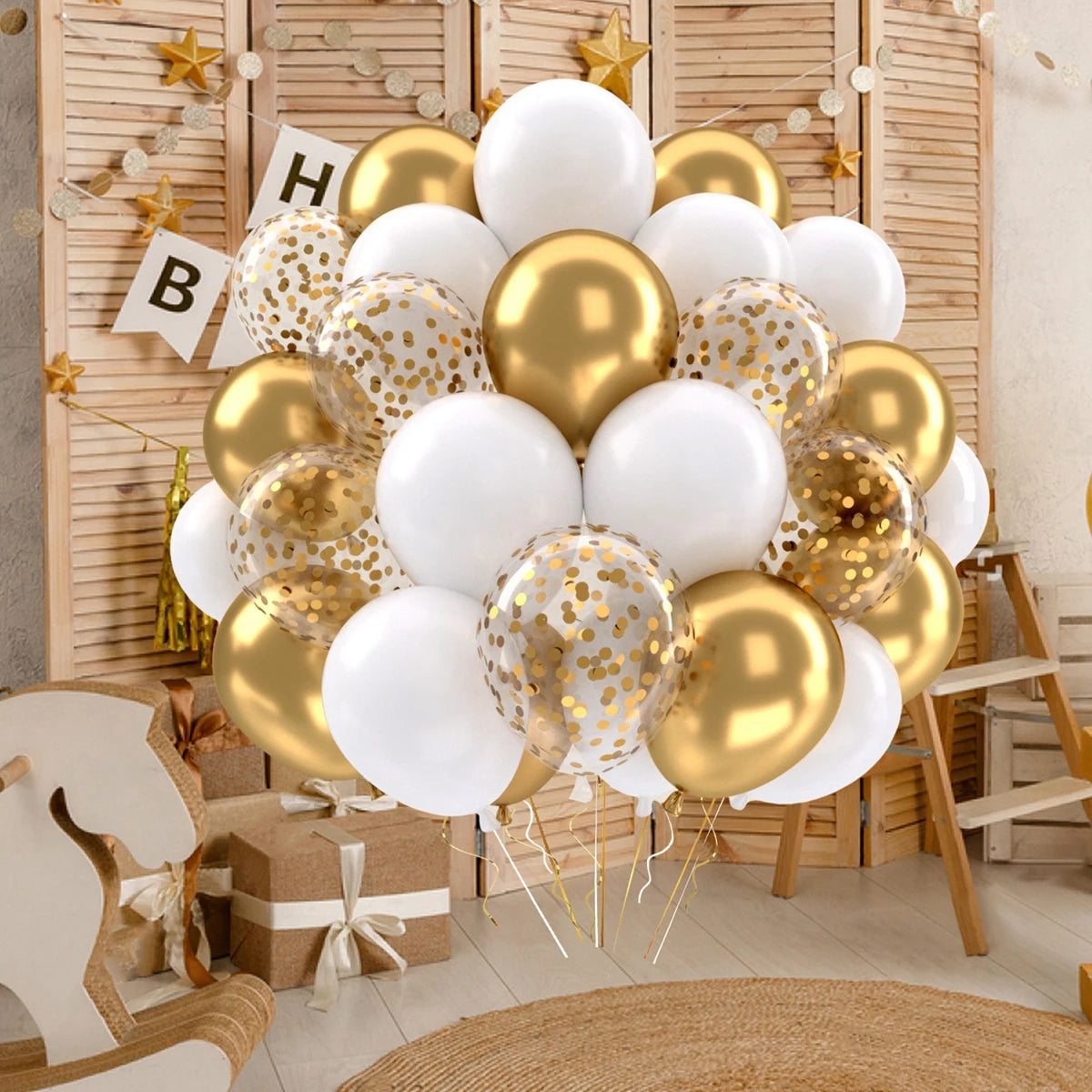 31/36/37/51/101Pcs Metallic Balloons Pearl Latex Balloon Gold Confetti Balloons for Birthday Weddings Baby Shower