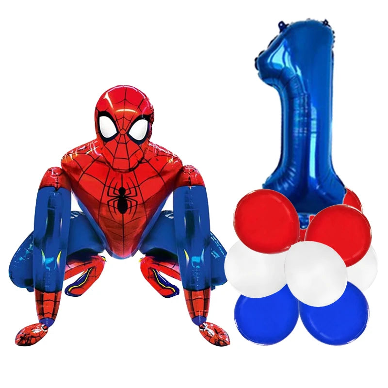 3D Batman Number Aluminum Foil Balloons Set Batman Spiderman Birthday Party Deco