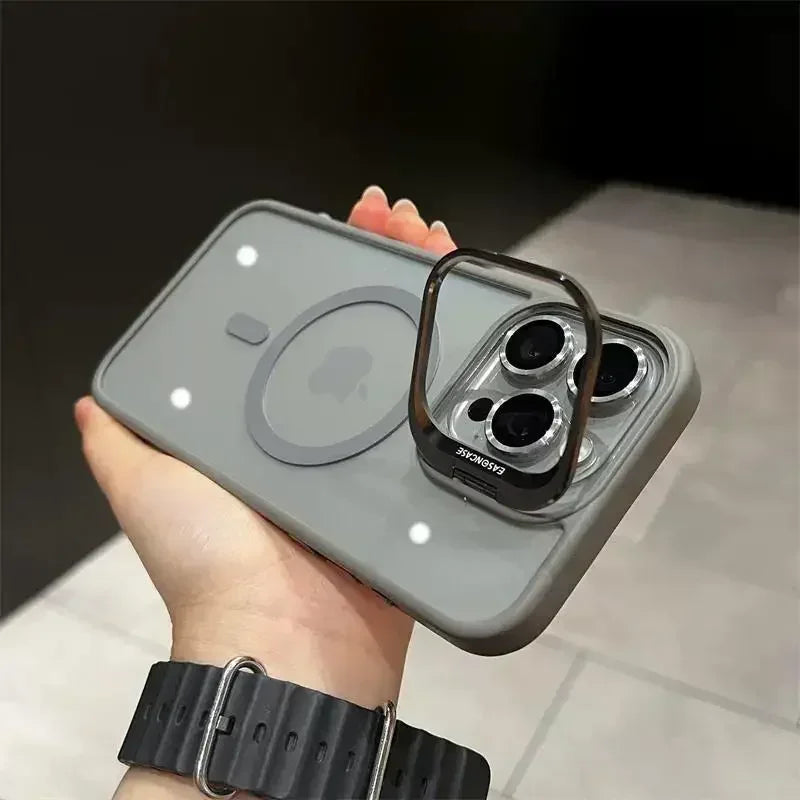 Magsafe Magnetic Lens Protection Stand Phone Case For IPhone