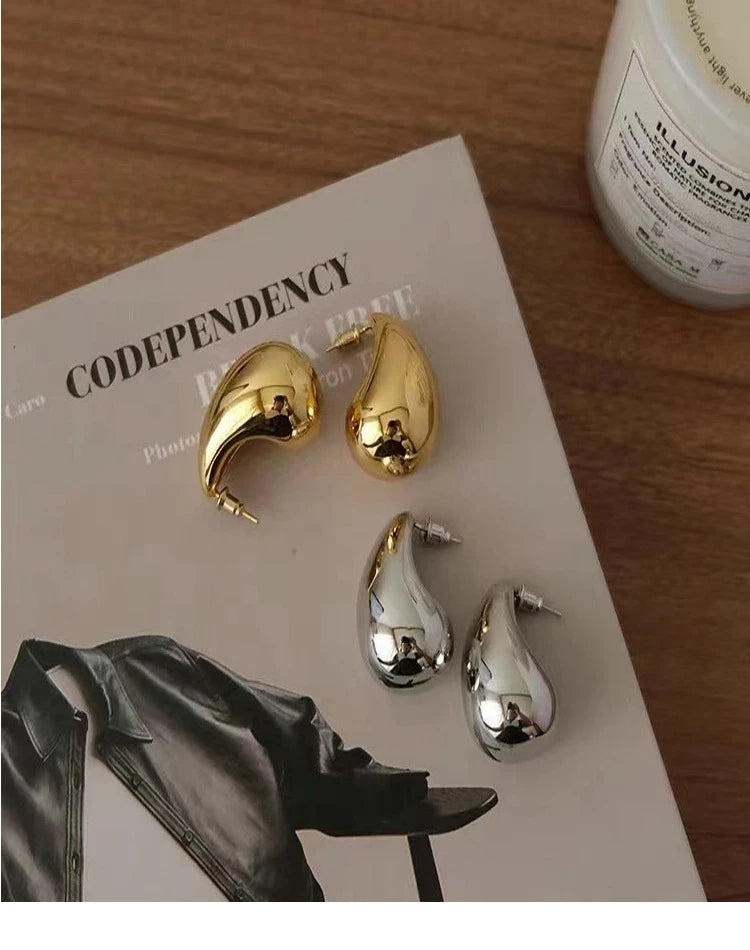 Light Weight Gold Plated Water Drop Stud Earrings