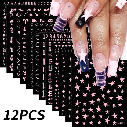 12sheet Cartoon Stitch Angel Nail Stickers Set Multiple Action Kawaii Stitch Nail Art Decals Adhesive Kids Manicure Decorations