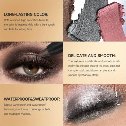 PECOLOVERS Champagne Brown Metallic Eyeshadow Stick - Waterproof, Long-Lasting Glitter Highlighter & Brightening Pencil Crayon