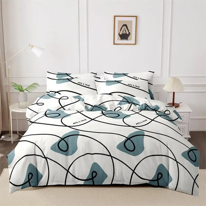 Kuup 3pcs printed matte Duvet Cover Colored Bedding Set QUEEN Size Quilt Cover High Quality Skin Friendly Fabric Bedding Cover