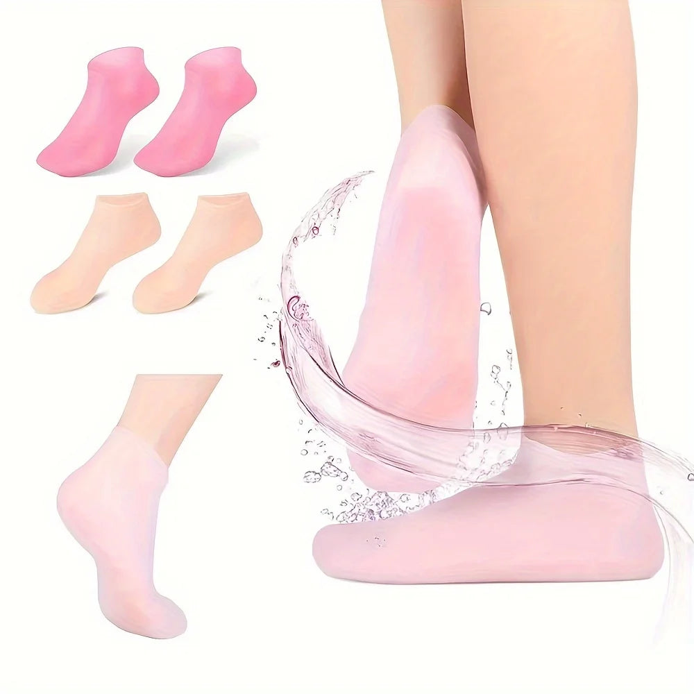 2 Pack Moisturizing Silicone Gel Socks for Dry Cracked Feet