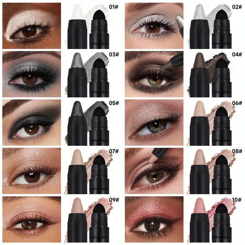 PECOLOVERS Champagne Brown Metallic Eyeshadow Stick - Waterproof, Long-Lasting Glitter Highlighter & Brightening Pencil Crayon