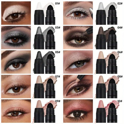 PECOLOVERS Champagne Brown Metallic Eyeshadow Stick - Waterproof, Long-Lasting Glitter Highlighter & Brightening Pencil Crayon