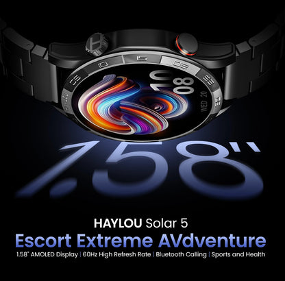 HAYLOU Solar 5 Voice Calling Smartwatch 1.58'' AMOLED Display 60Hz Smart Watch