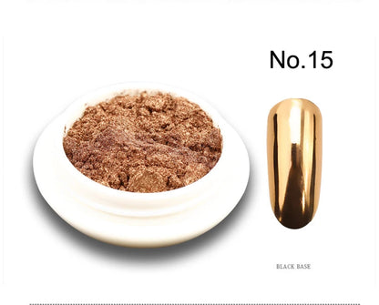 1Jar Metallic Mirror Chrome Nail Powder Holographic Laser Silvery Golden Nail Rubbing Glitter Pigment UV Gel Polish Mirror Powde