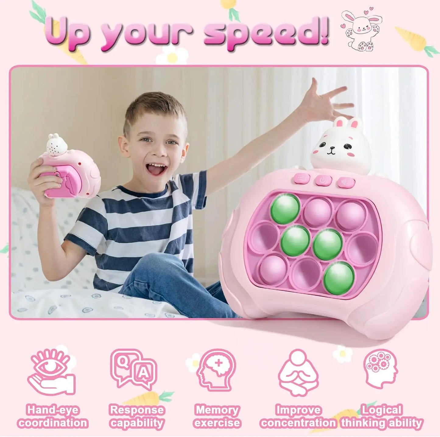 Electronic Quick Push Bubble Game Handle Toys Pop Up Light