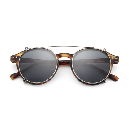ZENOTTIC-Steampunk Style Clip On Sunglasses for Men Women Anti Blue Light Glasses+Polarized Clip Fashion/Retro Computer Eyewear