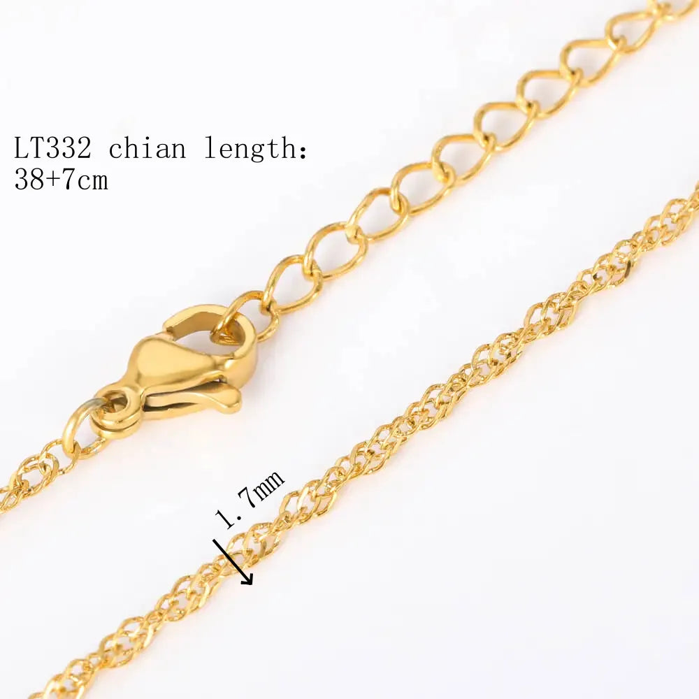 10Pcs/Lot 45cm Stainless Steel Gold Color Chains Necklace For Women