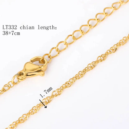 10Pcs/Lot 45cm Stainless Steel Gold Color Chains Necklace For Women