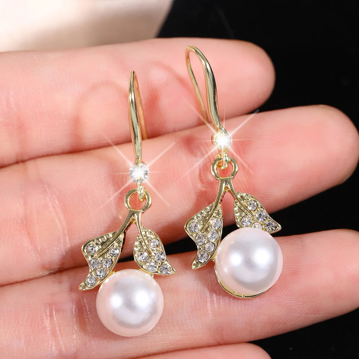 New Classic Elegant Imitation Pearl Pendant Women's Crystal Long tassel Exquisite Pendant Earrings Wedding Jewelry-4833