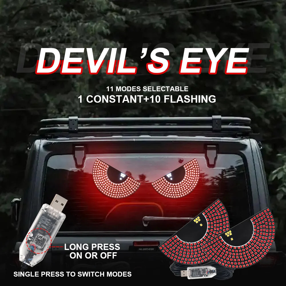 2PCS Devil's Eye Rear Warning Flashing Light USB 5V LED