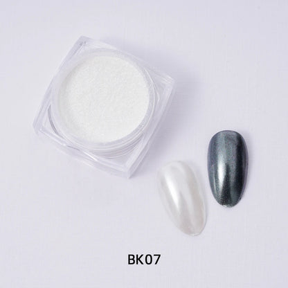 HNDO White Pearl Powder Shell Rubbing Chrome Dust Bright Shiny Effect for Manicure DIY Nail Art Design Nails Glitter Pigment