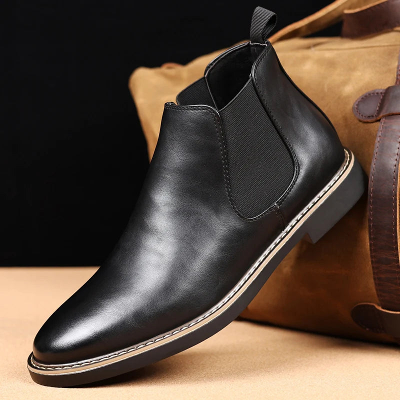 Men Chelsea Boots Brand Retro Comfortable PU Leather