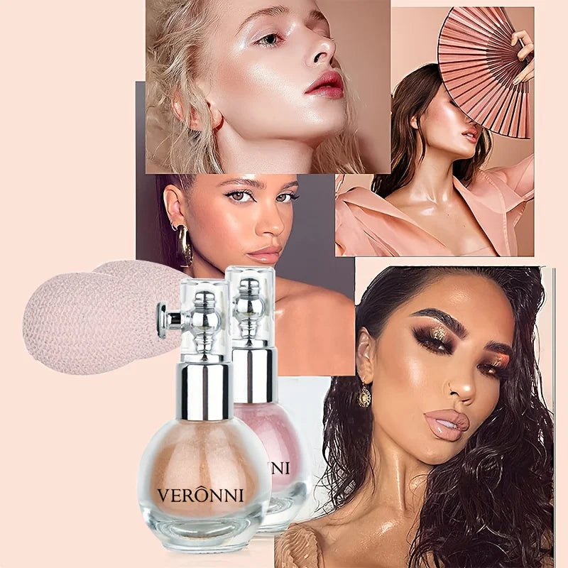 Diamond Highlighter Powder Spray Waterproof High Gloss Glitter Body Bronzer Highlight Powder Face Contour Illuminator Makeup