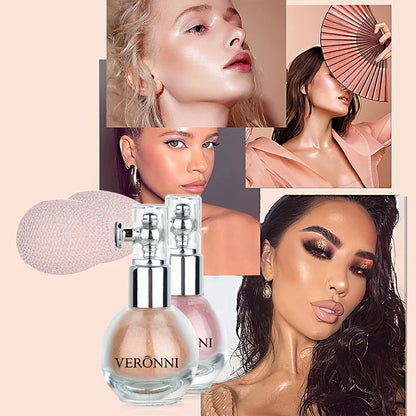 Diamond Highlighter Powder Spray Waterproof High Gloss Glitter Body Bronzer Highlight Powder Face Contour Illuminator Makeup