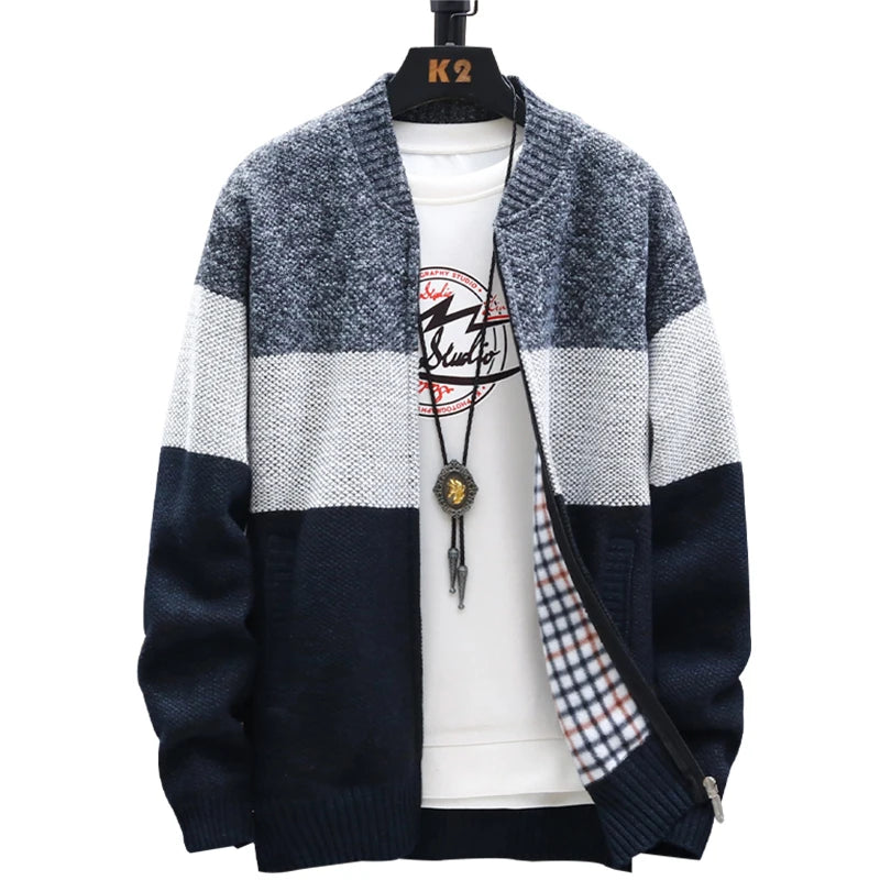 2025 Autumn Winter Cardigan Sweater Men Fleece