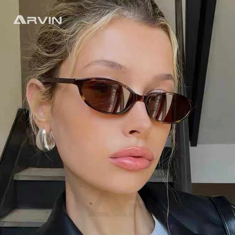 Women's Leopard Brown Sunglasses Fashion Brand Small Frame Sun Glasses Ladies Retro Oval Eyewear Shade Oculus De Sol