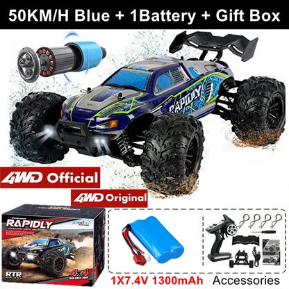 1:16 80km/h Brushless RC Drift Car With LED Lights 4WD Electric High Speed Racing Remote Control Monster Truck for Kids Adults