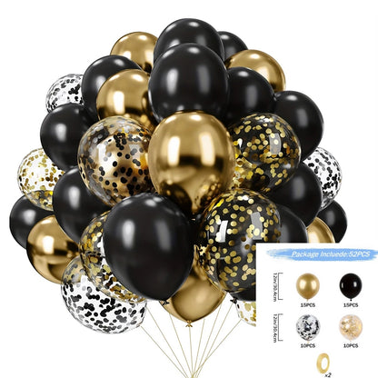 16pcs Black Metallic Sequin Balloons for Birthday Wedding Graduation Party