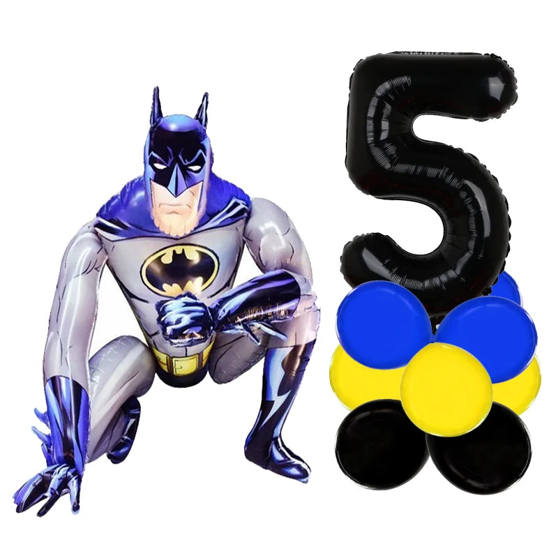 3D Batman Number Aluminum Foil Balloons Set Batman Spiderman Birthday Party Deco