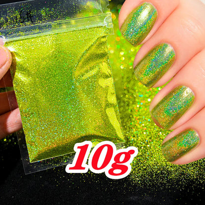 Laser Holographic Rainbow Nail Glitter 0.2MM Sparkly Nails Glitter Powder 10G/5G Dazzling Glitter Dust DIY Nail Art Decoration