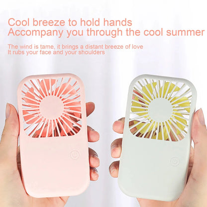 Compact Mini Fan Rechargeable Stand Small Pocket Fan with Three Wind Speeds Powerful Range Long-lasting Fan