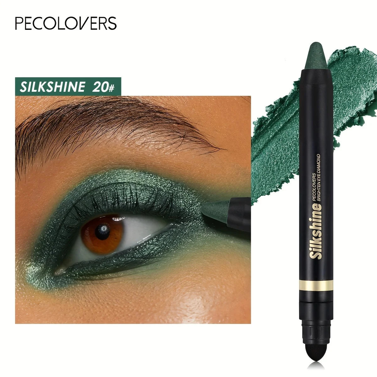 PECOLOVERS Champagne Brown Metallic Eyeshadow Stick - Waterproof, Long-Lasting Glitter Highlighter & Brightening Pencil Crayon