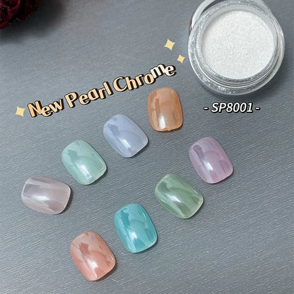 HNDO White Pearl Powder Shell Rubbing Chrome Dust Bright Shiny Effect for Manicure DIY Nail Art Design Nails Glitter Pigment
