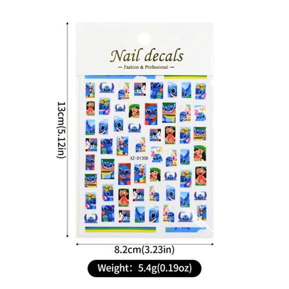 12sheet Cartoon Stitch Angel Nail Stickers Set Multiple Action Kawaii Stitch Nail Art Decals Adhesive Kids Manicure Decorations