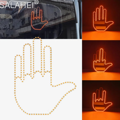 Hand Gesture Light for Car,New Finger Light Led Car Back Window Sign