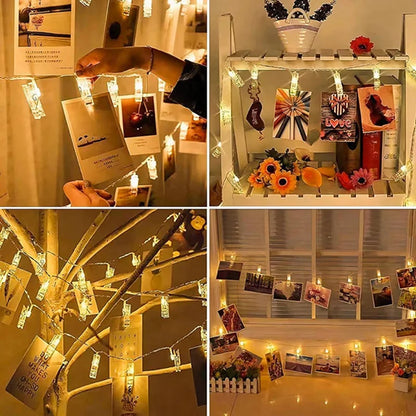 1Pack Photo Clip String Lights 10/20/30/40Led Fairy Lights For Hanging Pictures Cards Light Clips Graduation Party Wedding Decor