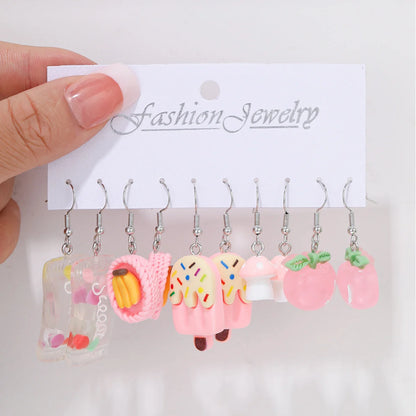 Fashion Sweet Fruit Drink Earrings Set for Women