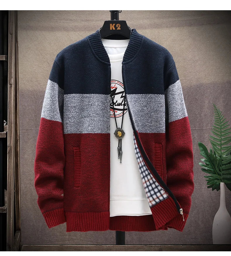 2025 Autumn Winter Cardigan Sweater Men Fleece