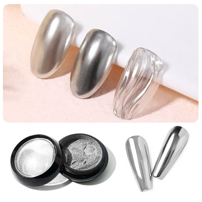 1pcs Nail Glitter Metallic Rubbing Dust Gel Polish Pigment Shinning Metal Manicure Decor Magic Mirror Powder Gold Silver Chrome