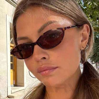 Women's Leopard Brown Sunglasses Fashion Brand Small Frame Sun Glasses Ladies Retro Oval Eyewear Shade Oculus De Sol