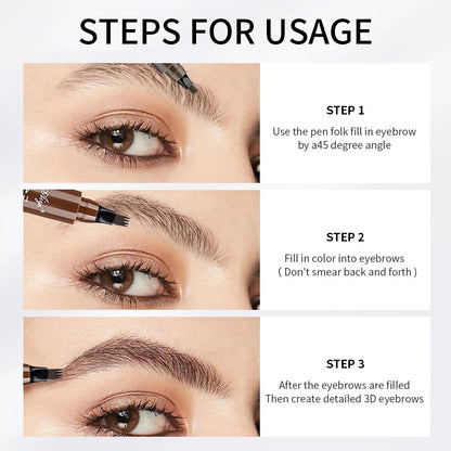 Waterproof eyebrow pencil in five colors, microblading eyebrow pencil with 4 tips