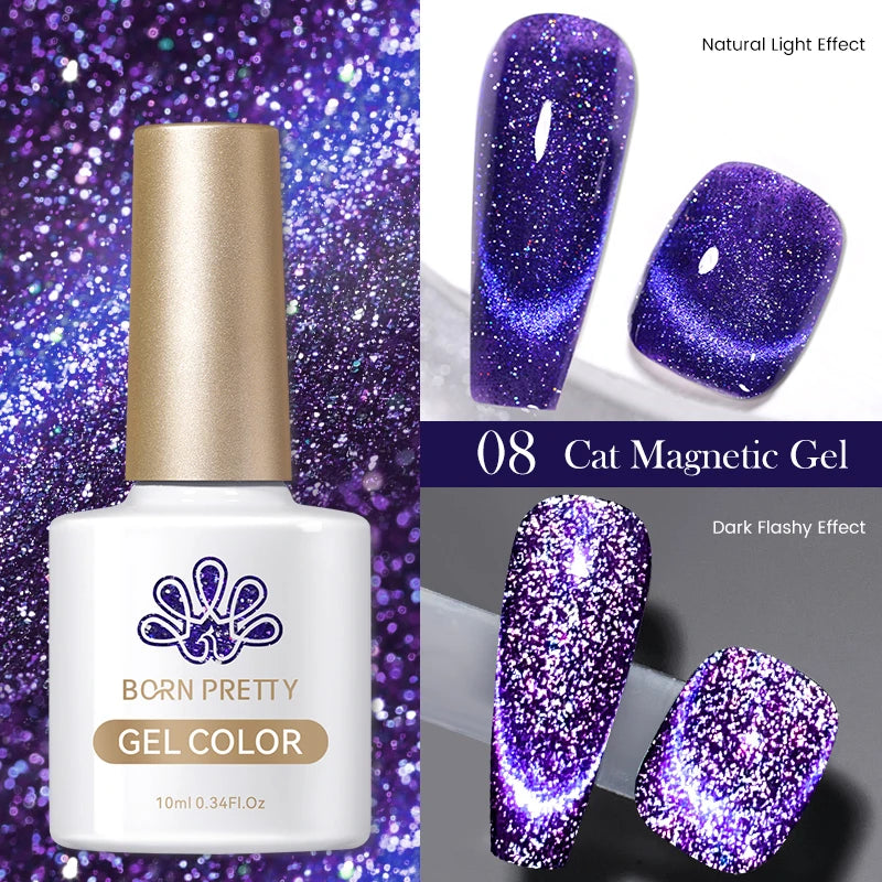BORN PRETTY 10ml Water Light Cat Magnetic Gel Nail Polish Vernis Semi Permanent Soak Off Crystal Gel Polish For Nails Manicure