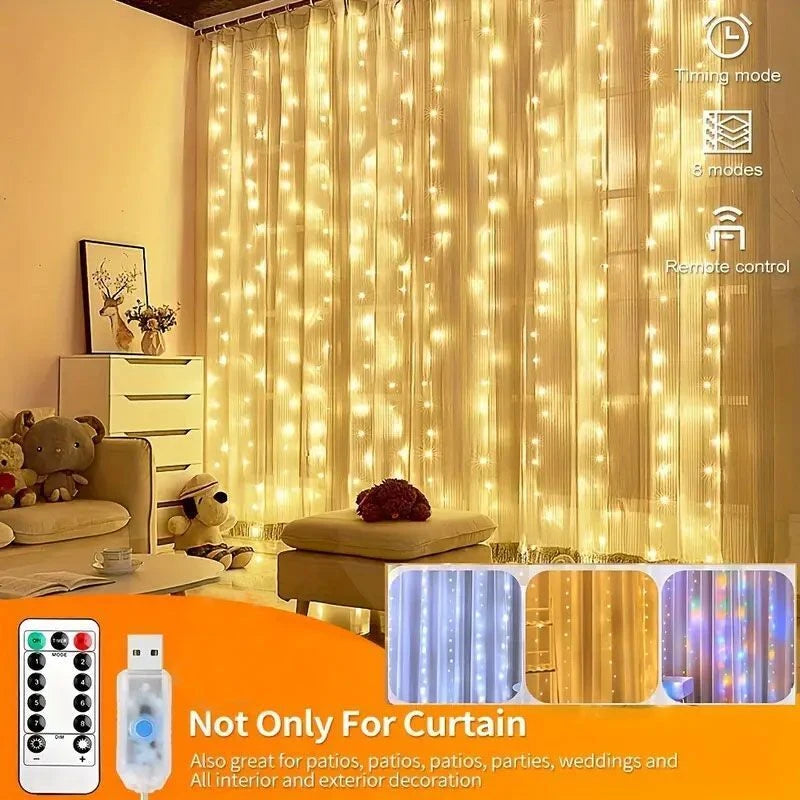 Holiday Light Fairy String Light 3M 4M 6M LED Christmas Decor 8 Mode USB Curtain Light Garland Wedding Party Birthday Decoration