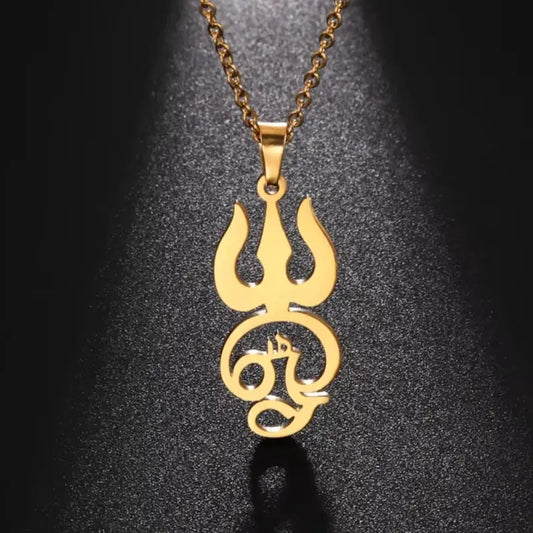 Dawapara India Tamil Om Symbol with Trident Pendant