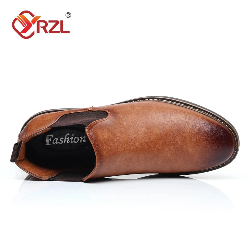 Men Chelsea Boots Brand Retro Comfortable PU Leather