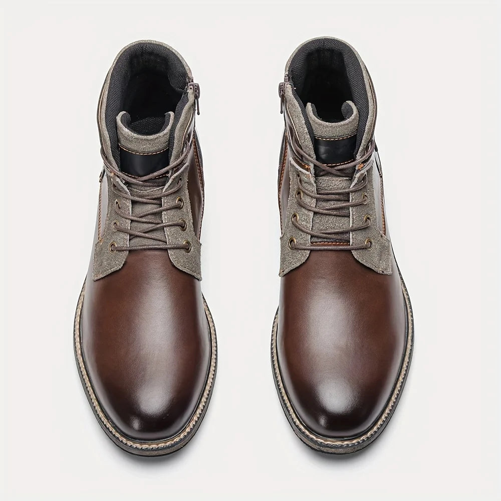 Men's fashionable ankle boots, autumn and winter men's retro short leather boots