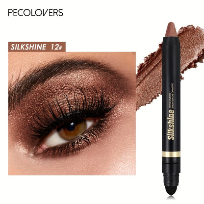 PECOLOVERS Champagne Brown Metallic Eyeshadow Stick - Waterproof, Long-Lasting Glitter Highlighter & Brightening Pencil Crayon