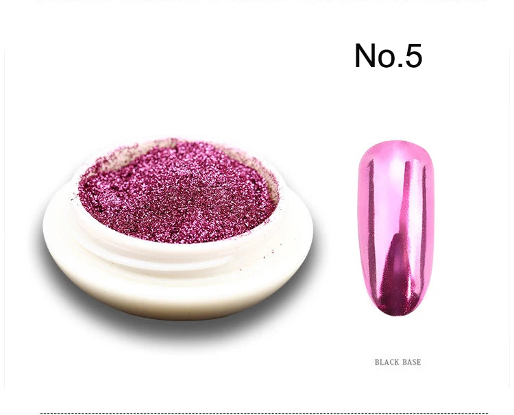 1Jar Metallic Mirror Chrome Nail Powder Holographic Laser Silvery Golden Nail Rubbing Glitter Pigment UV Gel Polish Mirror Powde