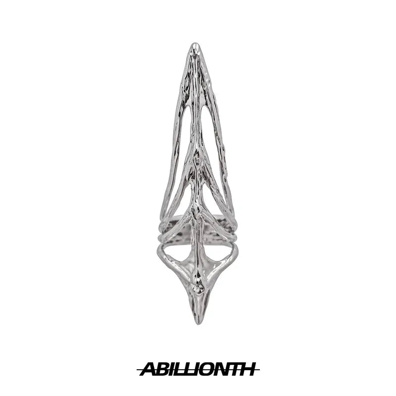 Punk Metal Nail Cover Bone Ring Gothic Rock Machinery Manicure Fingertip Ring Multilayer Finger Rings Cosplay Jewelry Set Gift