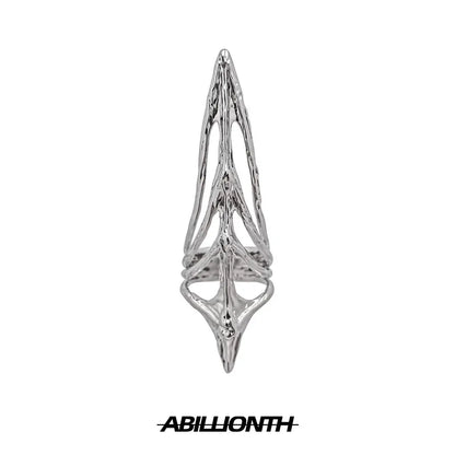 Punk Metal Nail Cover Bone Ring Gothic Rock Machinery Manicure Fingertip Ring Multilayer Finger Rings Cosplay Jewelry Set Gift